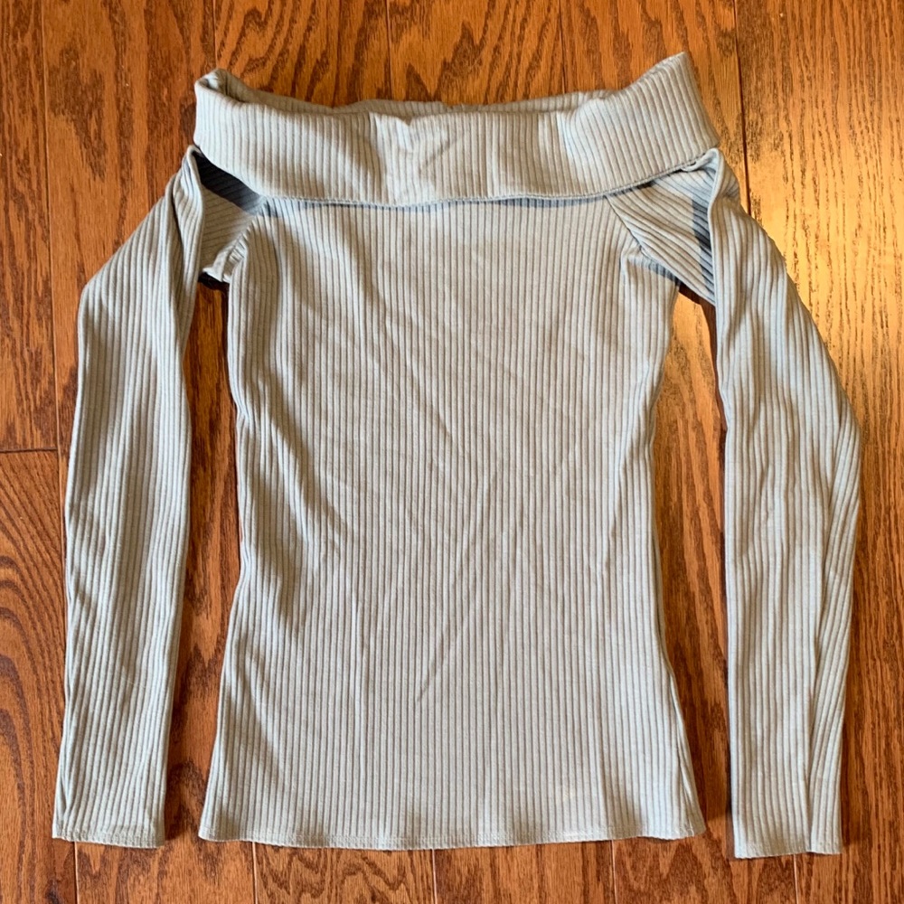 CLOSER CLEAR OUT - baby blue off the shoulder top